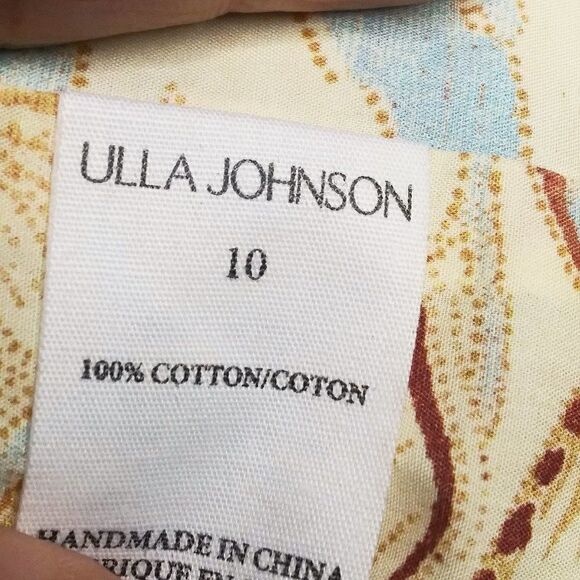 ULLA JOHNSON Kalena Floral Poplin Crop Top Puff Sleeve Front Zip Gardenia Sz 10 - Picture 13 of 15